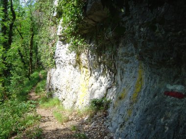 Bergpaadje langs de rotsen bij de Doubs